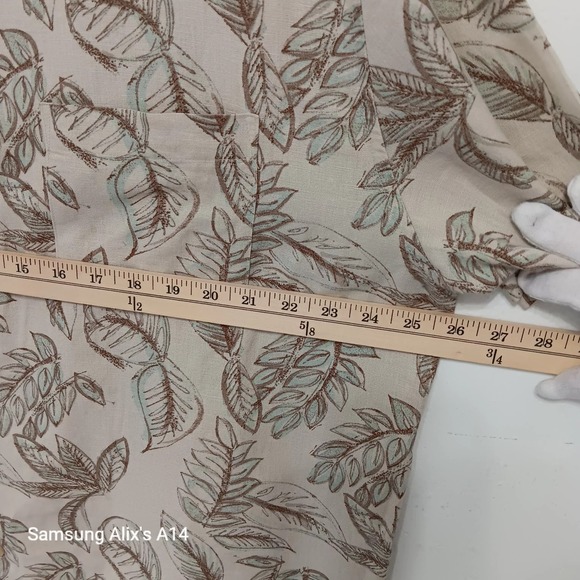 Centro Men's XL Hawaiian Shirt Linen Cotton Floral Aloha Beach Boho Casual - Picture 3 of 9